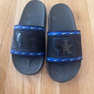 Nike Black and Blue Logo Slides